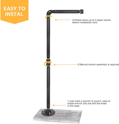 MOOACE Industrial Toilet Paper Holder Stand, Paper Pipe Tissue Roll Tower Holder for Bathroom, Washroom Rustic Gray