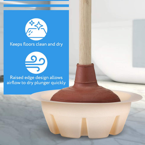 Universal Toilet Plunger Holder Drip Tray Caddy Pack of 3, Hygienically Holds All Sink & Toilet Plungers, Allows Water to Evaporate Easily, Low Profile Design, Perfect for Kitchens and Bathrooms