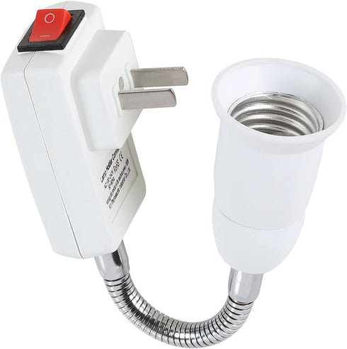 Electop E27 Socket Adapter with On/Off Switch to US Plug,Flexible Extension Lamp Bulb Holder Converter