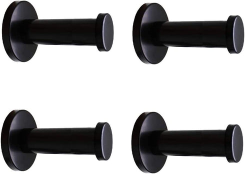 NELXULAS Classic Black Stainless Steel Heavy Duty Wall Mount Hooks, Bath Towel Hooks, Coat Hanger, Handbag Hooks, 4 in Pack (2-4/5")