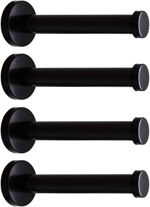 NELXULAS Classic Black Stainless Steel Heavy Duty Wall Mount Hooks, Bath Towel Hooks, Coat Hanger, Handbag Hooks, 4 in Pack (6")