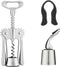 OWO Wine Opener Set Wing Corkscrew with Wine Foil Cutter and Wine Stoppers Used in Kitchen Restaurant Chateau and Bars Stainless Steel (Wine Opener Set, Silver)