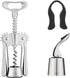 OWO Wine Opener Set Wing Corkscrew with Wine Foil Cutter and Wine Stoppers Used in Kitchen Restaurant Chateau and Bars Stainless Steel (Wine Opener Set, Silver)