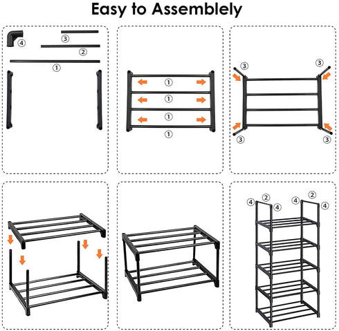5 Tier Shoe Rack, Stackable Shoe Rack Organizer for 10 Pairs, Durable Space Saving Shoe Shelf, Sturdy Freestanding Shoe Shelf for Closet, Hallway, Entryway, Bedroom, Living Room (5 Tier)