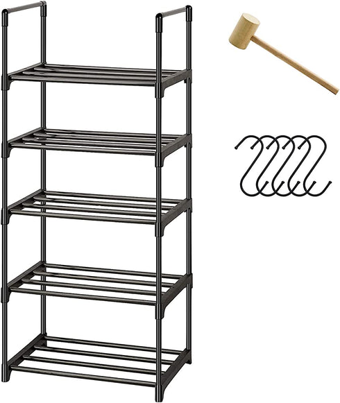 5 Tier Shoe Rack, Stackable Shoe Rack Organizer for 10 Pairs, Durable Space Saving Shoe Shelf, Sturdy Freestanding Shoe Shelf for Closet, Hallway, Entryway, Bedroom, Living Room (5 Tier)