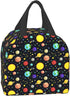 Cute Planet Insulated Black Lunch Bag for Teen Boys, Reusable Aesthetic Packit Freezable Cooler Totes Lunch Box for Office Work Picnic