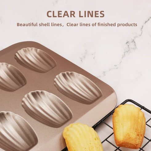 2 Pack Madeleine Pan, CGGYYZ 12 Cavity Heavy Duty Shell Shape Baking Mold Nonstick Cookie/Cake/Scone Pan Whoopie Pie Pan for Oven Baking