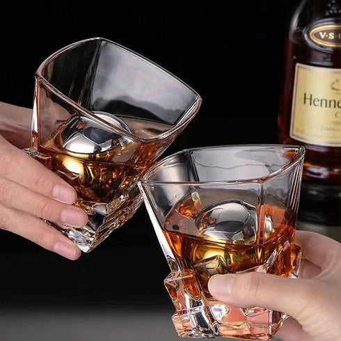 Ecentaur Reusable Stainless Steel Ice Cube Metal Whiskey Stones Ball for Drinks 5.5cm Set of 2