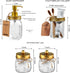 Amolliar Mason Jar Bathroom Accessories Set(4 Pcs) -Lotion Soap Dispenser & 2 Cotton Swab Holder &Toothbrush Holder-Rustic Farmhouse Decor,Countertop Vanity Organize?Bathroom Home Decor (Gold)