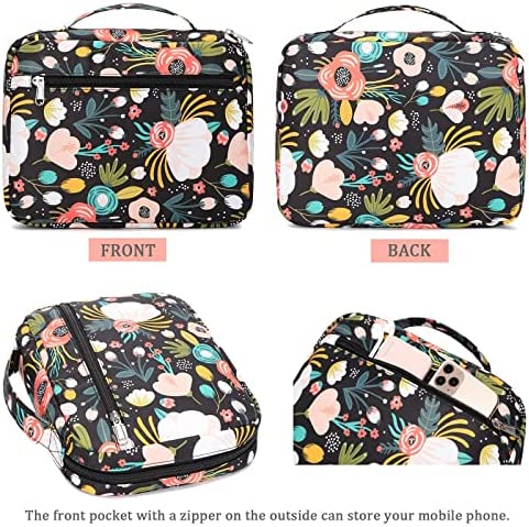 Bible Covers Bible Case for Women Girls Bible Book Carrying Bag Kids Scripture Case Church Bag Bible Protective with Handle Pockets Zippered Pocket (Green-Floral)