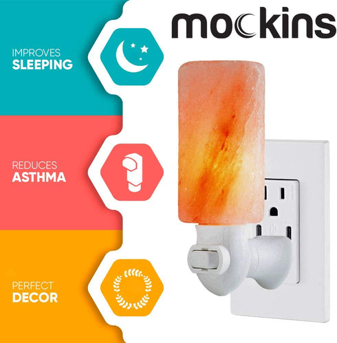 Mockins 2 Pack Authentic Himalayan Salt Lamp Night Light Plug in | 5" Himalayan Salt Rock Night Light | The Himalayan Salt Night Light is Hand Carved, UL Listed Himalayan Salt Plug in Includes Bulbs