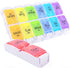 AM PM Pill Organizer,SZREDU 7 Day Weekly Pill Case, 2 Times a Day Pill Container, Medication Organizer with Unique Push-Button Pop Open Design for Vitamin, Fish Oils,Capsules