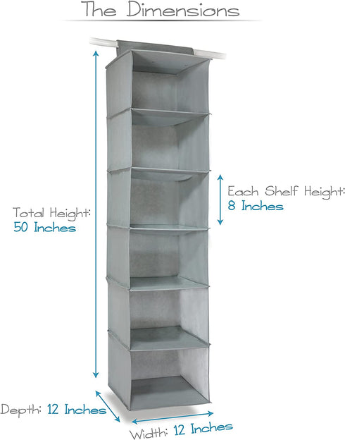 MIGHTY TIDY HOME 12-Shelf Hanging Closet Storage 2-Pack Combo | Extra Thick and Sturdy | 2-Pack Combo, 12 Shelves Total | Space Saving Storage Holder for Wardrobe Closet (Grey)
