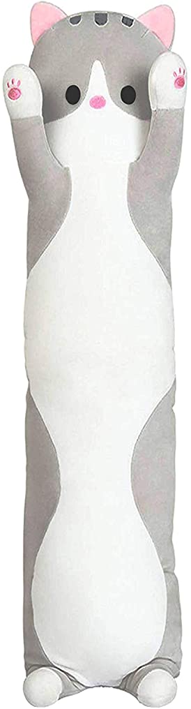 Cartoon Cat Soft Plush Long Throw Pillow Lifelike Animal Neck Pillow Plush Toy