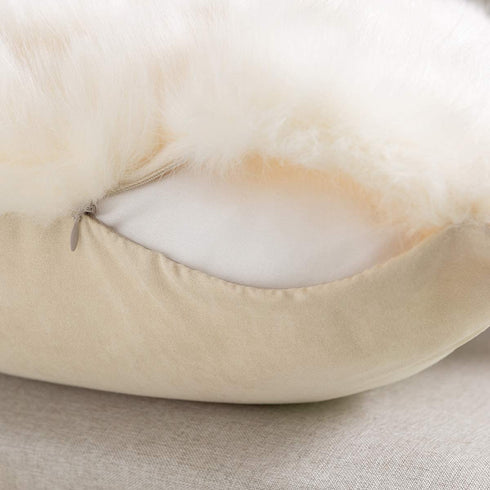 SODCOFT Luxury Wave Pattern Fur Throw Pillow Covers Cushion Covers Soft Decorative Pillowcase for Couch Sofa Bed Car,Beige 16 x 16 Inches