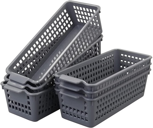 Leendines Small Plastic Storage Baskets, 6 Packs Small Office Baskets