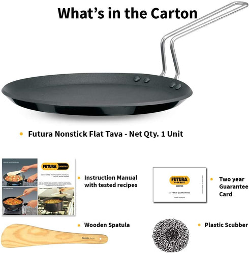 Hawkins Futura Non-stick Induction Compatible Flat Tava Griddle, 10" Induction, BLACK,