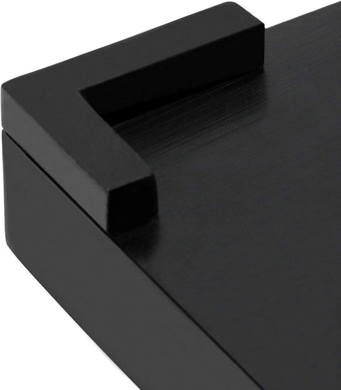 Jolitac Vanity Tray for Bathroom, Resin Bathtub Tray Countertop Tray Marble Pattern Black Trays, Cosmetics Holder Vanity Organizer for Shampoo, Soap (Black, Small)