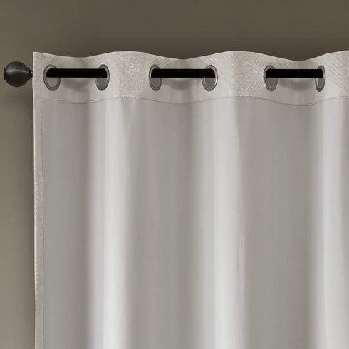 SUNSMART Bentley Total Blackout Curtains Window, Ogee Knitted Jacquard, Grommet Top Living Room Decor, Thermal Insulated Light Blocking Drape for Bedroom and Apartments, 50" x 95", Ivory