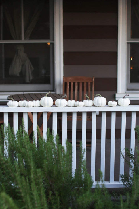 One Holiday Way 4.5-Inch Artificial White Pumpkins Wedding Decor Halloween Fall Table Decoration, 12 Piece Set - Autumn Harvest Rustic Country Farmhouse Decorative Tabletop Accents