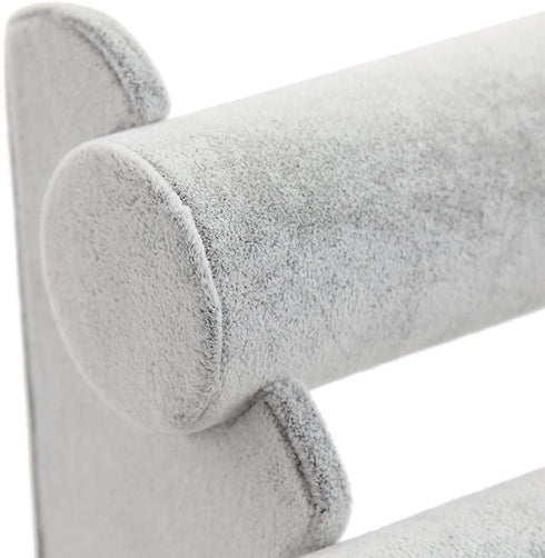 Triple Bracelet Holder Jewelry Display Stand Watch Bangle Bar Necklace Storage Organizer Gray ( Ice Velvet 3 Tier )