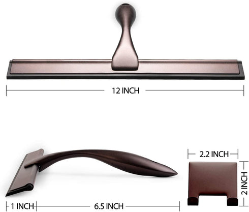 HIWARE All-Purpose Shower Squeegee for Shower Doors, Bathroom, Window and Car Glass - Bronze, Stainless Steel, 12 Inches