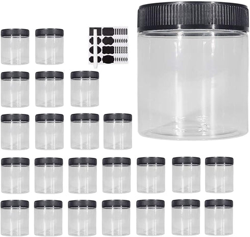 8oz Plastic Jars With Lids, Airtight Container for Food Storage, Clear Plastic Jars Ideal For Dry Food, Peanut Butter, Honey Jam,Cosmetics, Cream, Bathroom and Storage(set of24)