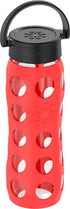 Lifefactory 22-Ounce BPA-Free Glass Water Bottle with Classic Cap and Protective Silicone Sleeve, Poppy