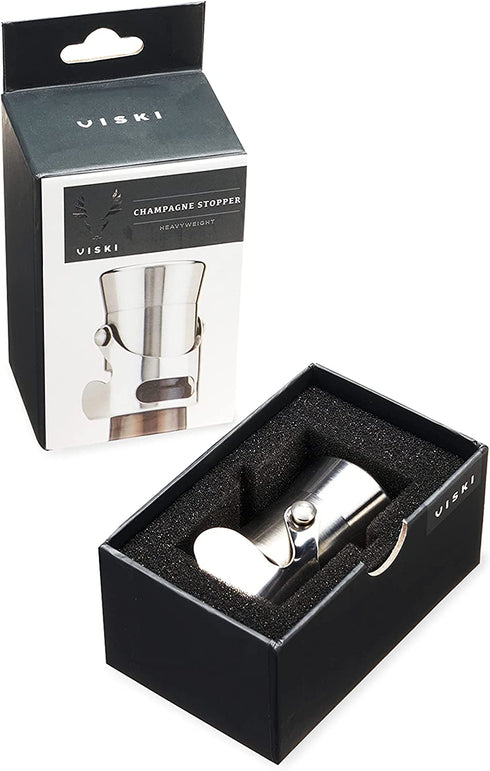 Viski Stainless Steel Heavyweight Champagne Stoppers, Metallic 1.75x2.5x1.75