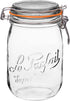 Le Parfait Super Jar - 1L French Glass Canning Jar w/Round Body, Airtight Rubber Seal & Glass Lid, 32oz/Quart (Single Jar) Stainless Wire