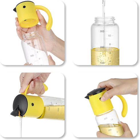 YBDEnevy Olive Oil Dispenser Bottle for Kitchen Cooking Oil Container with Automatic Cap Oil Vinegar Dispenser Set 300ml Olive Oil Bottle with Automatic Cap 2 Packs (yellow&white)
