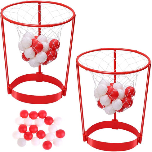 2 Pack Head Hoop Basketball Party Game for Kids and Adults Carnival Game Adjustable Basket Net Headband with 20 Balls for Carnival Party Birthday Party Family Indoor Outdoor Game