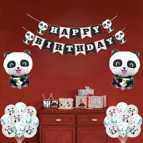 84 PCS Panda Birthday Party Supplies Decoration with Happy Birthday Banner Balloons Panda Party Favor for Boys, Girls, Kids Birthday, Baby Shower