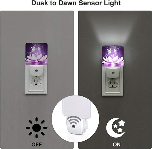 Lotus Flower Plug in LED Night Light Automatic Dusk to Dawn Sensor Wall Decorative for Bright Bathroom Bedroom Kids Room Hallway