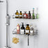 Adhesive Shower Caddy Shower Shelf Basket with Hooks, 304 Stainless Steel, 2 Pack (Silver)