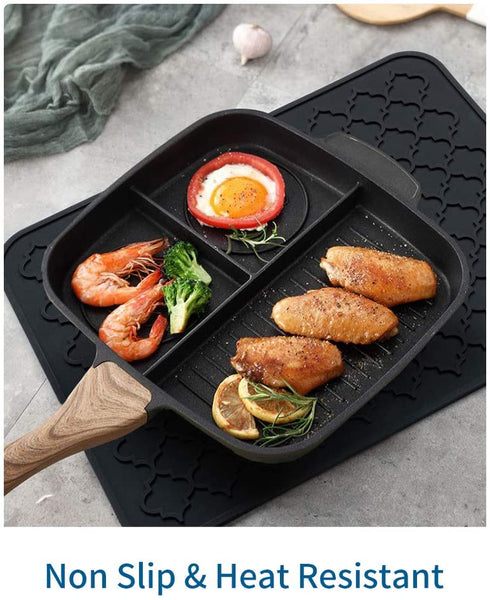 Dish Drying Mats for Kitchen Counter Heat Resistant Mat (16" x 18, BLACK)