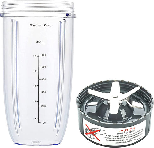 Blender Replacement Parts for Nutribullet Blender, 32OZ Cup with Replacement Extractor Blade Compatible with Nutribullet 600W 900W Blenders