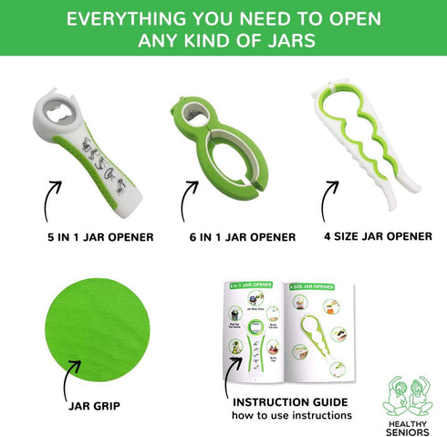 Healthy Seniors Jar Opener Set - The Jar Opener For Seniors With Arthritis, Weak Or Rheumatoid Hands