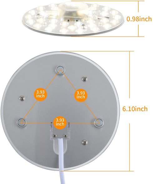 Dimmable 6" 20W 2300LM AC85~265V 3CCT 3000K 5000K 6500K CRI85+, LED Light Engine Retrofit Kit, Ceiling Fan Light Kit, LED Light Board for Ceiling Flush Light, Light Panel for Circle Fluorescent Light