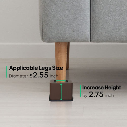 FONDDI 3 Inch Bed and Furniture Risers - Heavy Duty Plastic Lifts for Sofa, Chair, Table, Desk, Couch, Dorm - 4 Pack, Dark Brown