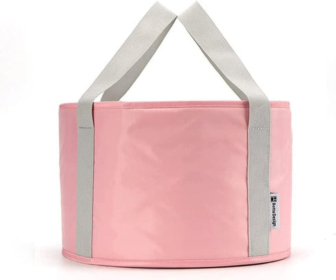 Folding Bucket Collapsible Outdoor Bucket Portable Travel Basin 15L Heat Preservation Waterproof Tub for Foot Soaking Bath, Fishing, Hiking Camping, Washing Dish (Pink)