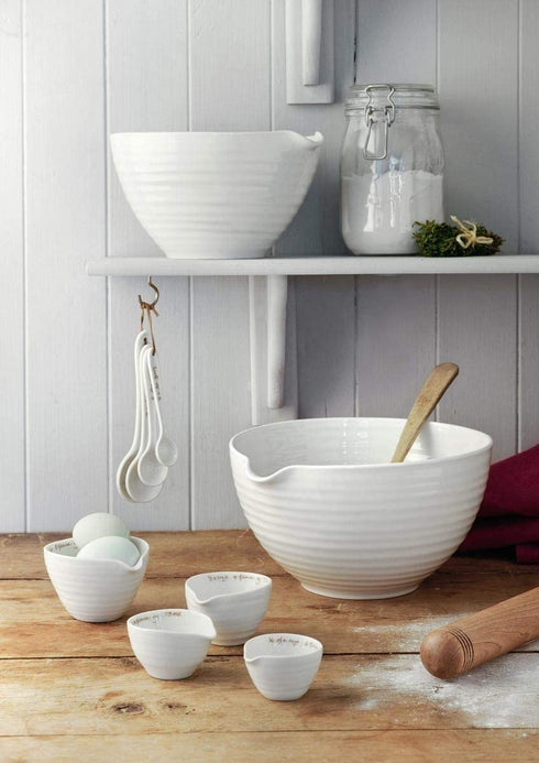 Portmeirion Sophie Conran Collection - (4) Measuring Cups (Celadon) - Dishwasher, Microwave, Freezer and Oven Safe - Made in England