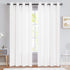 jinchan Linen Look Curtains for Living Room Moderate Light Filtering Window Curtain Panels for Bedroom Single Panel 90 Length White