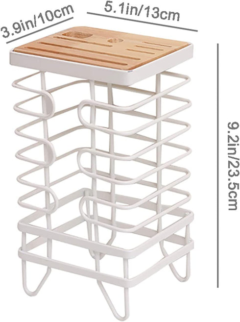 VANRA Metal Steel Knife Block Holder Kitchen Knife Storage Organizer Stand without Knives 8-Slot (White)