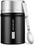 Insulated Food Jar Lunch Container for Hot Food 26 oz Wide Mouth Stainless Steel Thermos LuenHego Leak Proof Thermal Flask with Folding Spoon for School Office Picnic Travel Outdoors - Matte Black