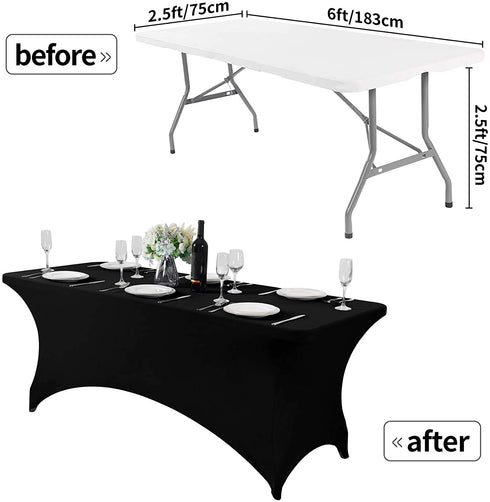 Hezuzo Spandex Table Cover for 6Ft or 4fT or 8ft Table Universal Fitted Stretch Tablecloth for Party, Banquet, Wedding and Events