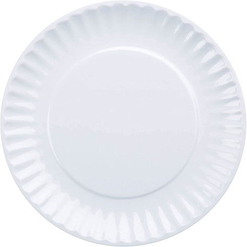 DII Melamine Reusable 9" Round Party or Picnic Plate, Set of 12, White