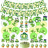 Frog Party Supplies, Cute Cartoon Frog Theme Birthday Decorations with Happy Birthday Banner, Cake Toppers, Balloons, Hanging Swirls for Boys Girls 1st Baby Shower Frog Themed Party Supplies Decor