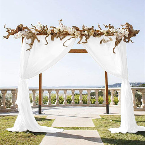 Chiffon Backdrop Curtain-2 Panels 29"x96" Wedding Chiffon Backdrop Drapes Beach Curtains for Living Room Voile Window Curtain Photography Backdrop for Wedding Ceremony (29''x96''x2pcs, White)