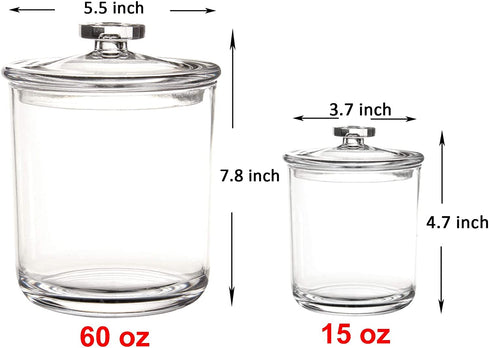 Youngever Clear Plastic Apothecary Jars (1 Set 60 Ounce and 1 Set 15 Ounce)
